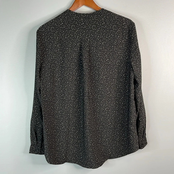 HILARY RADLEY NWOT Black White Speckled Long Sleeve Blouse Half Button V-Neck L - Picture 7 of 12